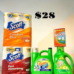 Laundry Detergent Paper Towels Toilet Paper Bundle Gain Scott