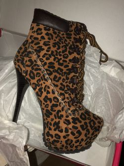 Leopard stiletto boots