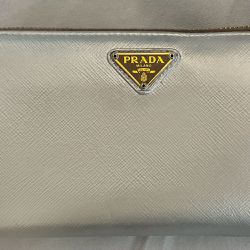 Iridescent Silver Prada Saffiano Leather Wallet 