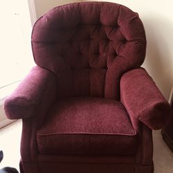 Beautiful Maroon Swivel Cushioned Armchairs (matching set)