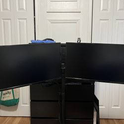 Dual Dell 27inch Monitors W/ Floor Stand