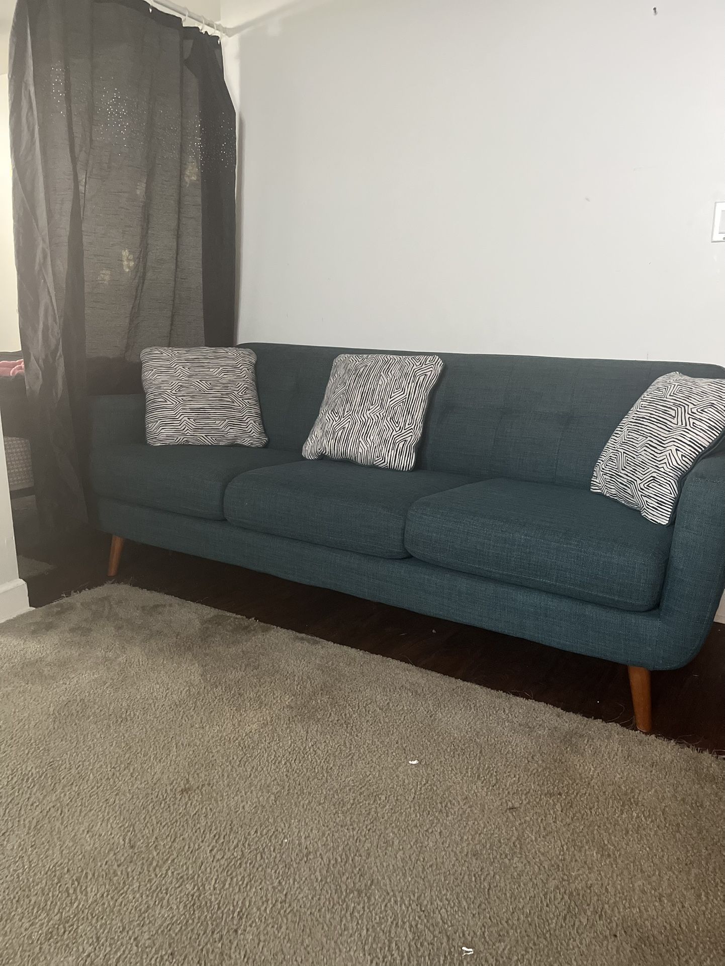Teal Sofa And 1 Matching Chair