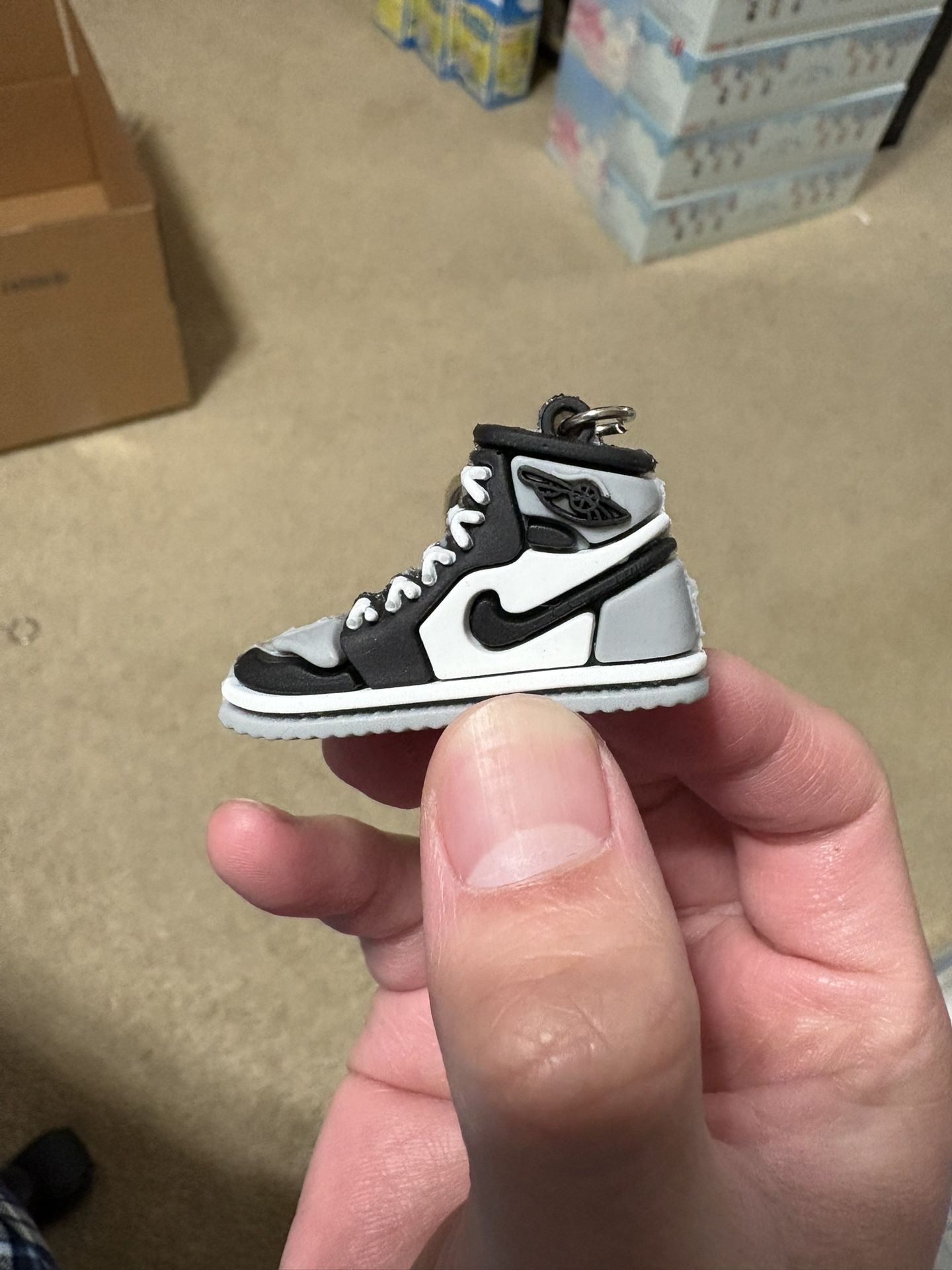 Mini Grey Black White Sneaker Keychain 