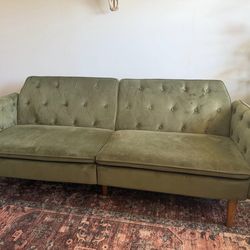 Velvet green sofa bed