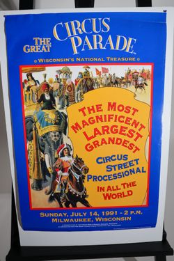Vintage 1991 Great Circus Parade Poster Milwaukee WI Elephant 18x28 Mandel Co