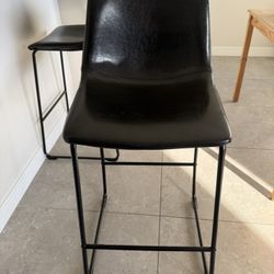 2 Black Faux Leather Counter Height Chairs