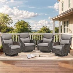 Four Pieces Patio Swivel Rocking Chair For Patio Chair Swivel Chairs Outdoor Patio Furniture Set Patio Rocking Chairs Brand New 🆕🚚🆕