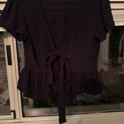Black Size Small Tie In Front Blouse