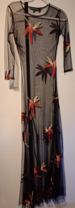 FOR LOVE OF LEMONS BIRDS OF PARADISE sheer dress,size medium