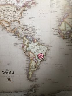 “Outlook” Map “The World” Magnet 37x24 Dark Walnut Frame