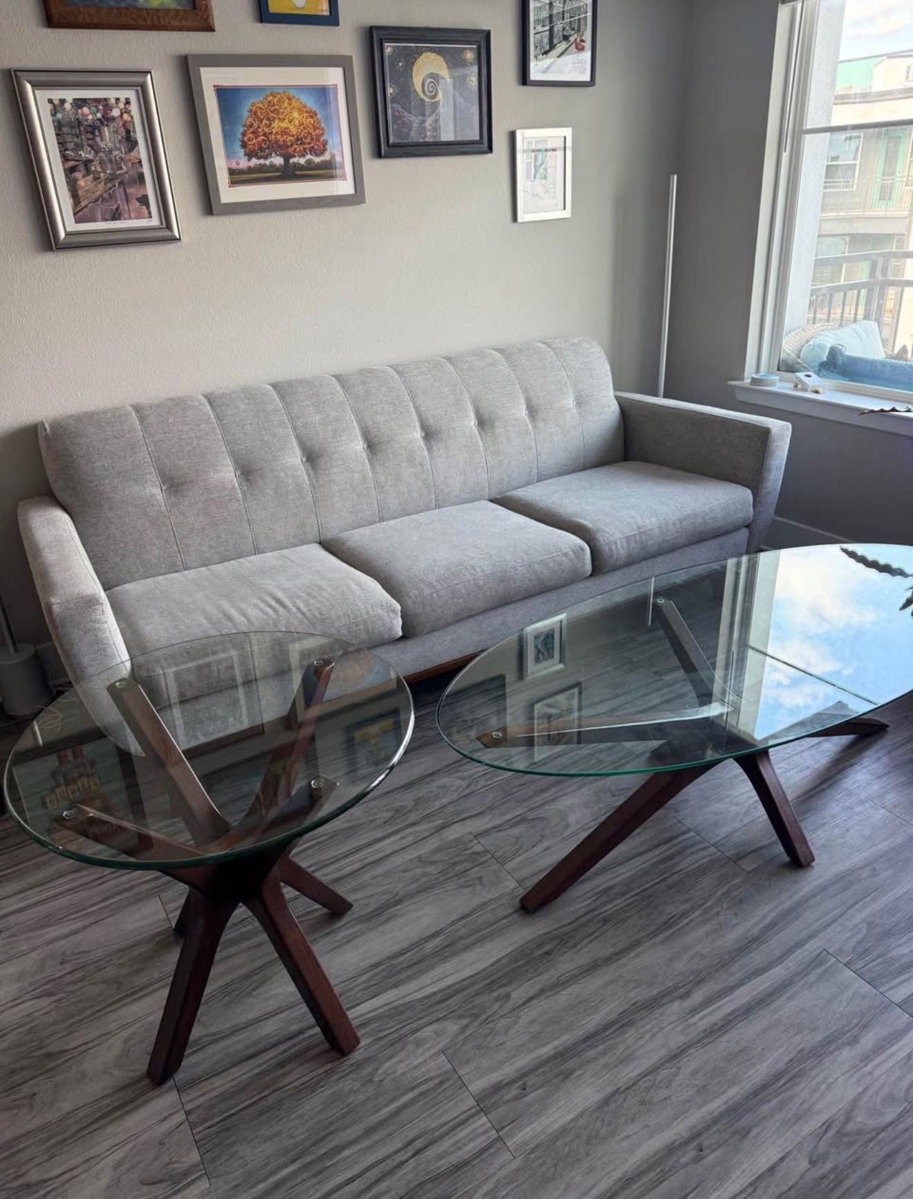 Cherrywood Glass Top Coffee Table & Matching End Table