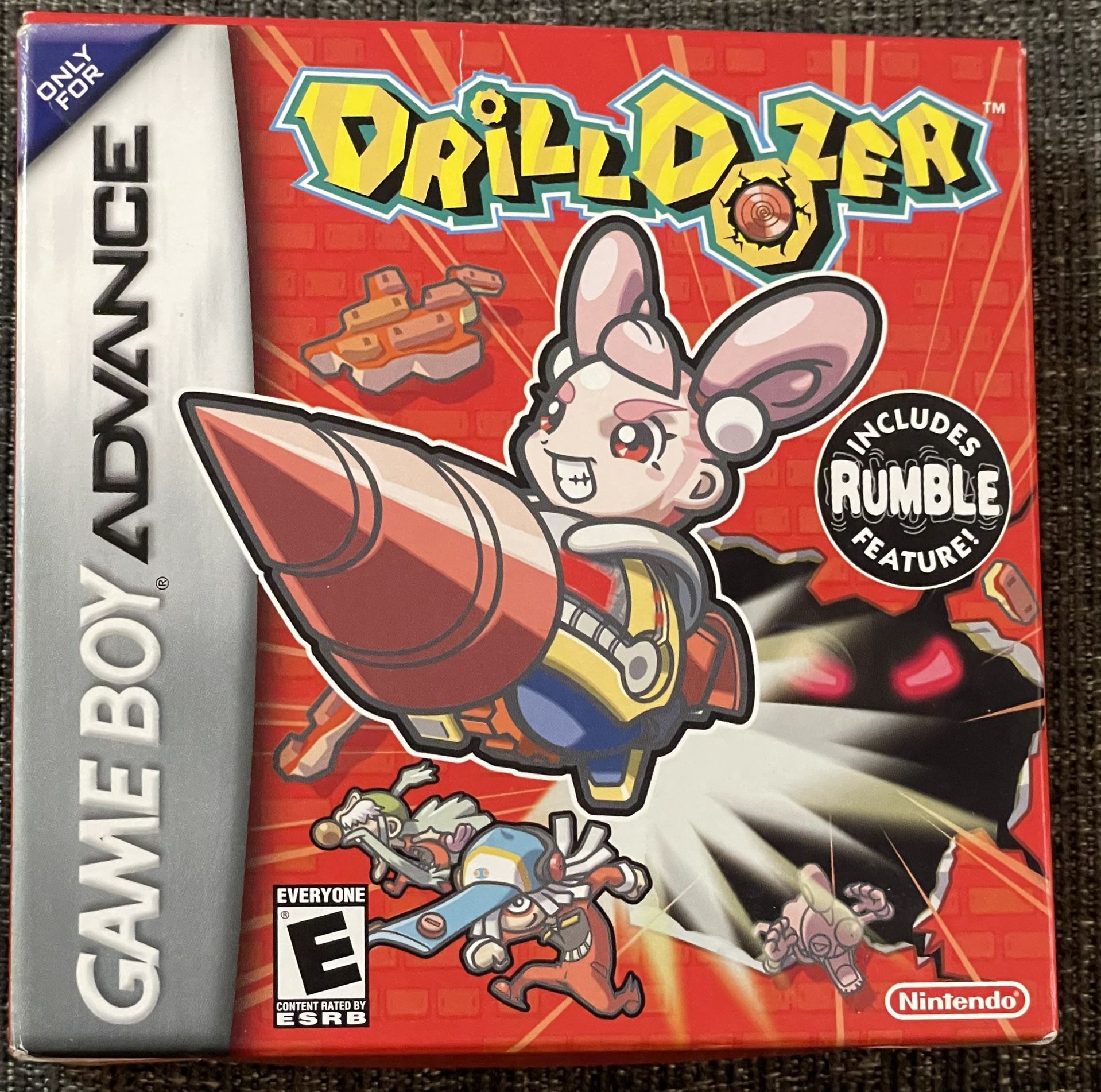 Nintendo Game Boy Advance 2006 Drill Dozer Includes Rumble Feature. NEW OPEN BOX. GAME CARTRIDGE STILL WRAPPED. $160.00