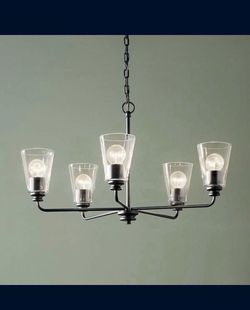 New in Box 5-Light Chandelier with Clear Glass in Black