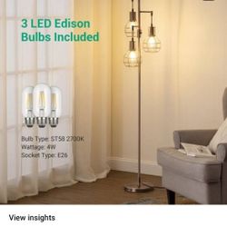 65 in. Antique Red Copper Metal 3-Light Dimmable Tree Floor Lamp for Living Room with Metal Cage Shade 3-Bulbs Included