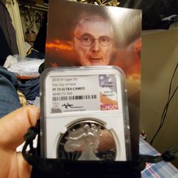 JOHN MERCANTI AUTHENTIC AUTOGRAPHED  2018 W SILVER EAGLE PR70