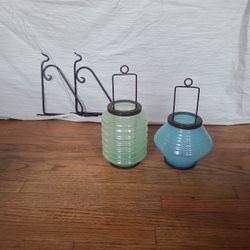 Hanging Glass Lanterns With Wall Brackets