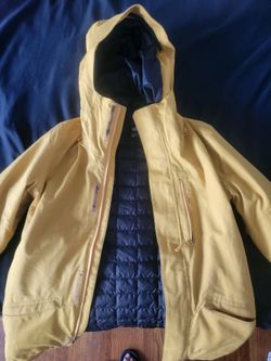 small yellow northface jacket for women