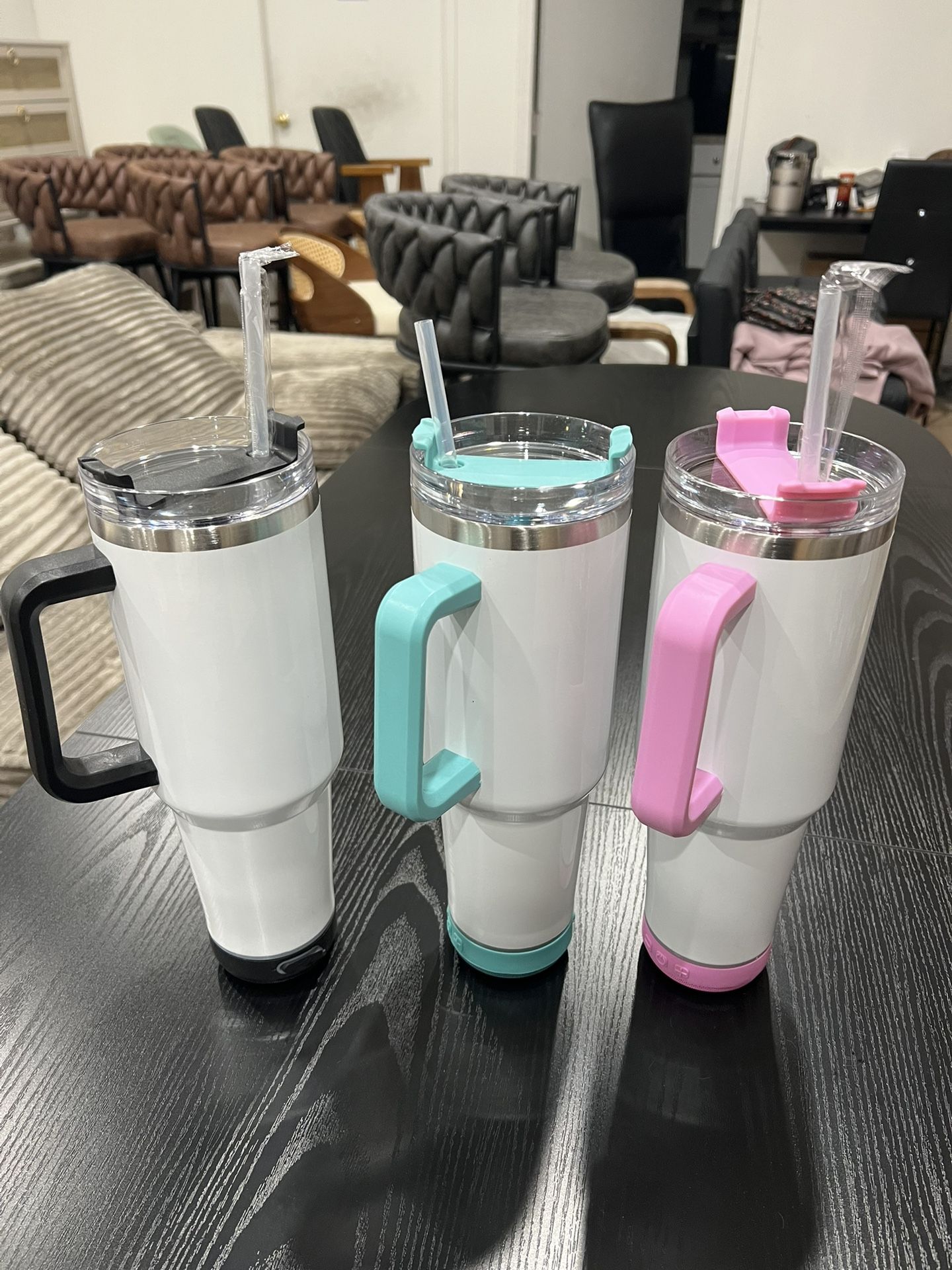 40 oz Tumbler with Handle and Straw and Detachable Bluetooth Speaker - Stainless- Mint