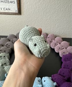 Handmade stocking stuffer crochet hippos