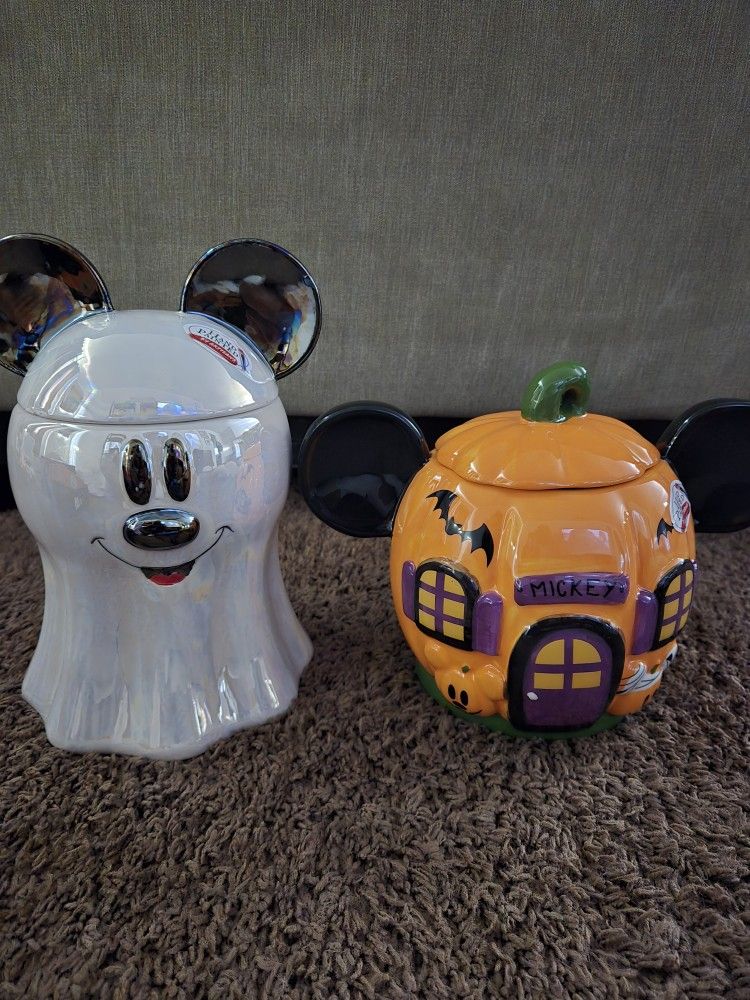 Disney Mickey Mouse Halloween Ghost And Pumpkin Spooky Disney Cookie Jars