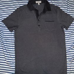 Express Men's Polo Gray with Black Collar Short Sleeve Pocket