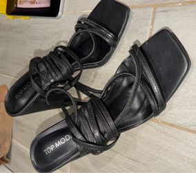 Black, strappy heels, size: 8.5