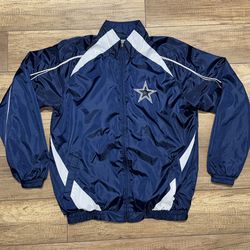 Vintage NFL Dallas Cowboys Full Zip Lined Pullover Windbreaker Jacket Mens M