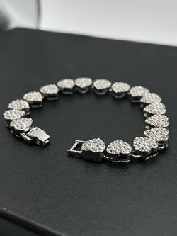Silver-Tone Heart Link Bracelet