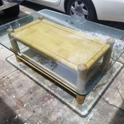 $50 Firm. Bamboo Glass Top Coffee table 