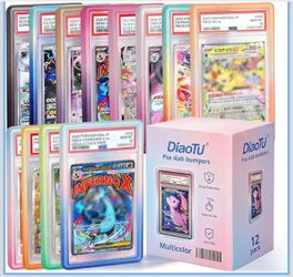 PSA Slab Protector 12 Pack TPU Bumper Guard for PSA Graded Cards Gradient Glitter Color Edition with Flexible TPU Design, Helping Protect Slab Edges D