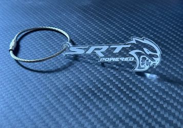 Dodge SRT Powered Acrylic laser etch keychain Scat Pack Challenger Hemi Hell Cat