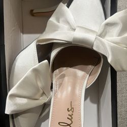 ivory satin pointed toe heels 