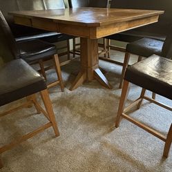 Kitchen Dining Room Bar Table W/ Chairs And Bench Seating UNIQUE BASE LOOK Paid $1500
