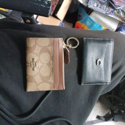 Coach Mini Skinny ID case in signature canvas and Coach Essential Card Case in Black Leather With Silver Hardware Retailing For $170ng