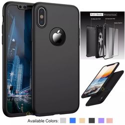iPhone X Case (Blk) - Free Tempered Glass, Full Protection, Matte Surface.