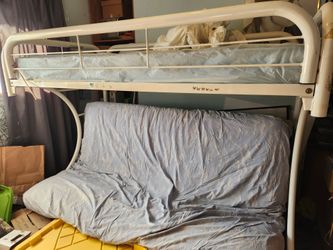 Metal full-size futon and twin bunk bed