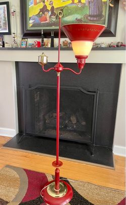 Vintage Red Mid-Century Floor Lamp