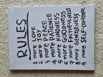 Retro Fruits of the Spirit Canvas Wall Art Print 16" - Rules Sign Decor