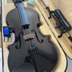 Black 4/4 Violin with New Bow, Digital Tuner, Shoulder Rest, Extra Strings $95 Firm