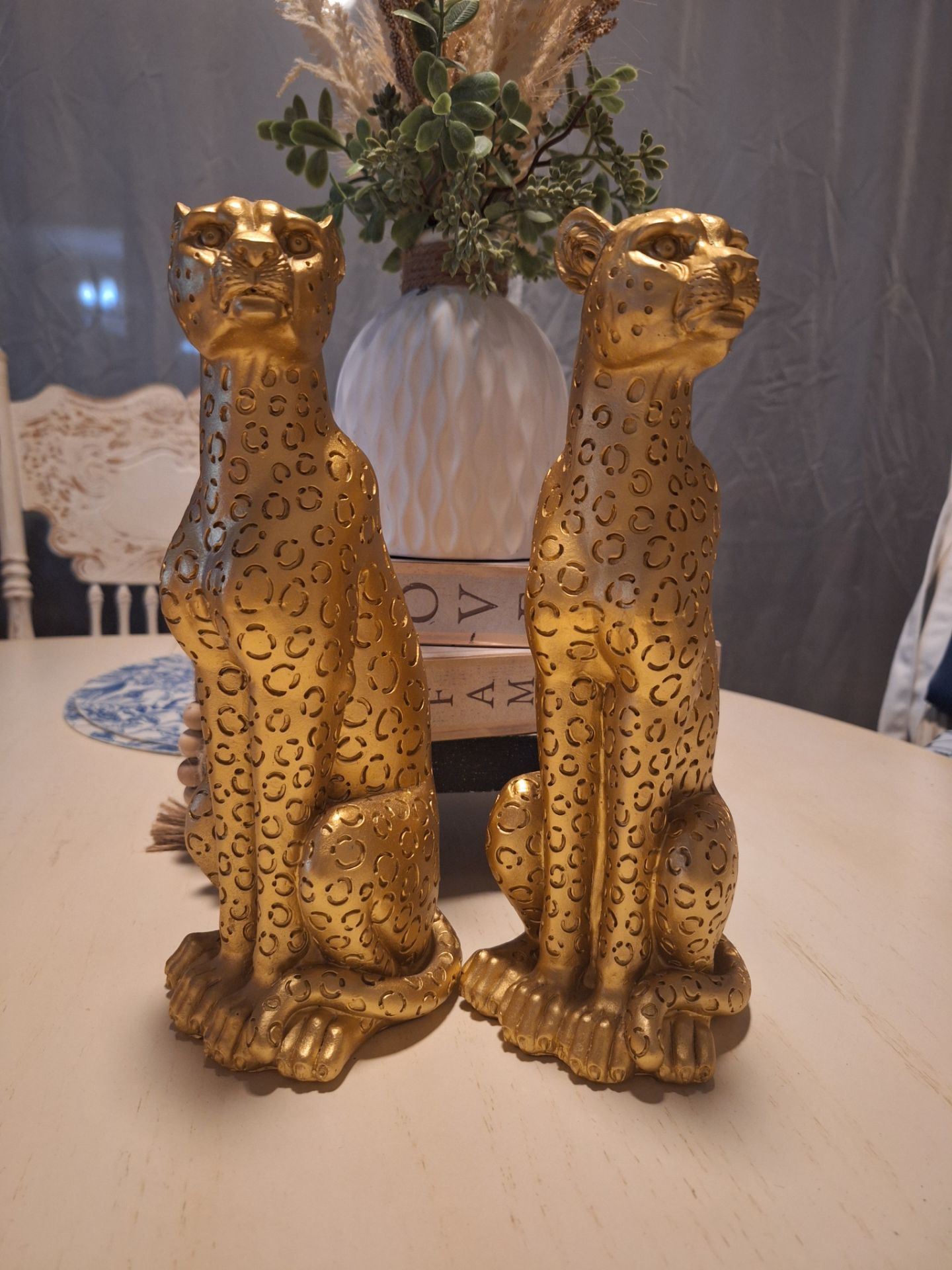 A Set of Cheetah Statue Sculptures