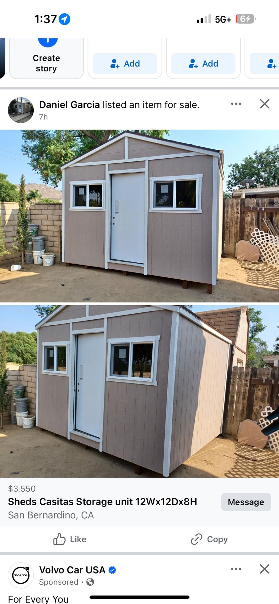 Sheds Casitas Storage unit 12Wx12Dx8H