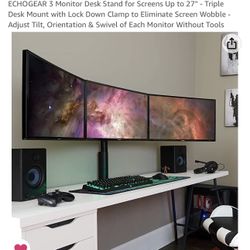 ECHOGEAR 3 Monitor Desk Stand for Screens Up to 27"