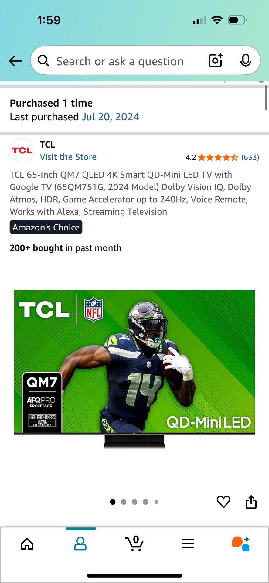 TCL QM7 65inch 4K HDR 120hz