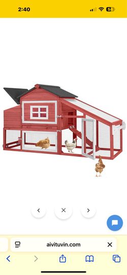 New in box Aivituvin Wooden Chicken Coop on Wheels AIR23, Backyard Chicken Cage for 2-3 Hens - Red Chicken Coop( air23-R-DS)