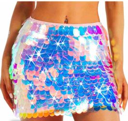Zoestar Sparkly Sequin Mini Skirt