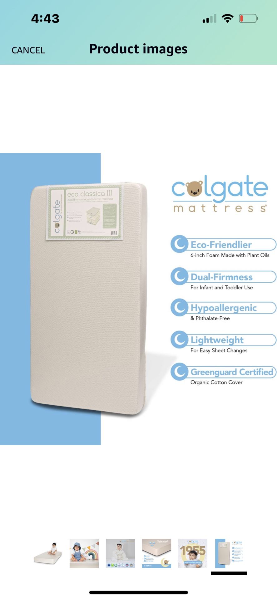 Colgate Mattress EcoClassica III Eco-Friendlier Crib Mattress - Dual-Firmness Infant and Toddler Mattress with Thick, Sustainable Foam and Certified O