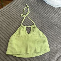 Green Halter Neck Crop Top