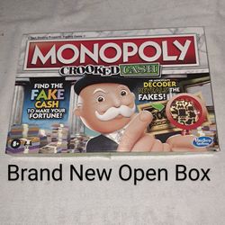 Brand New Open Box Monopoly Crooked Cash Edition Board Game (All The Pieces Are Still Factory Sealed)