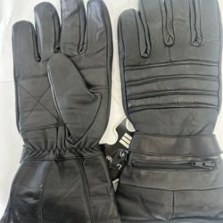 New Black Leather Winter Gloves XL
