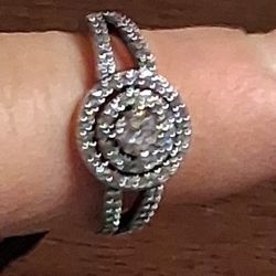 Pandora Authentic Brand New Sterling Silver Sparkling Double Halo Ring Size 7